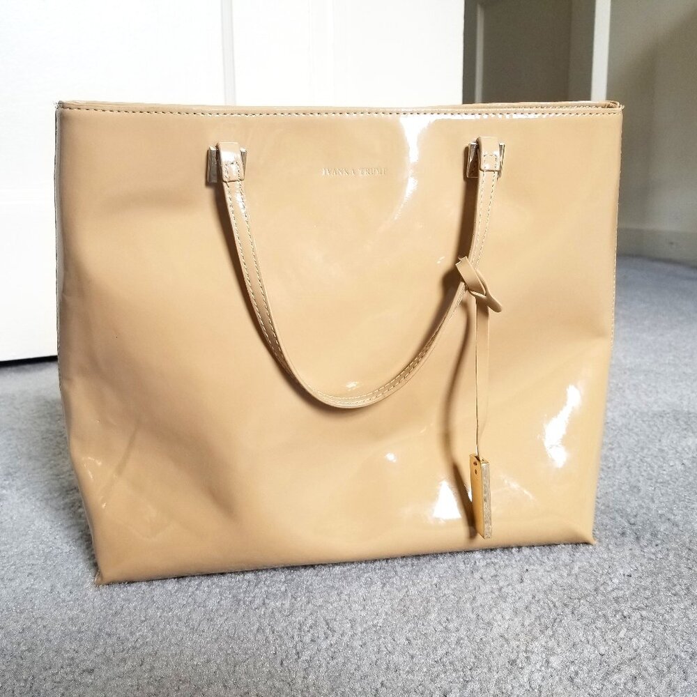 Ivanka Trump Beige Shiny Handbag with Detachable Keychain